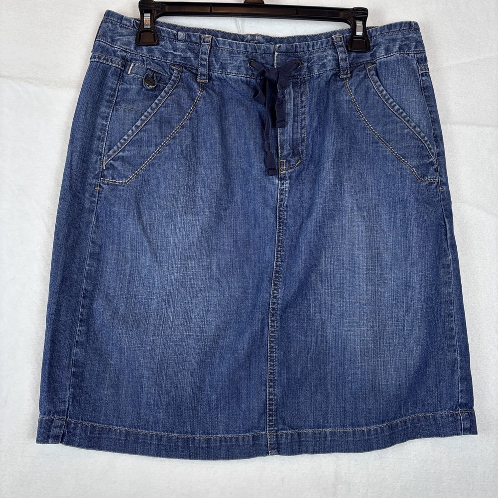 Eddie Bauer Denim Skirt Women's Size 8 Jean Knee Length 21" Long Modest Pencil